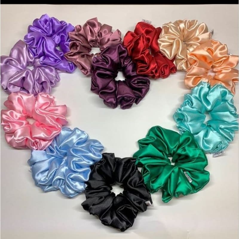 Kit 20/40/50 Scrunchie Cetim Xuxinha de cetim Xuxa Rabicó de Cabelo Brindes Mimo Cliente
