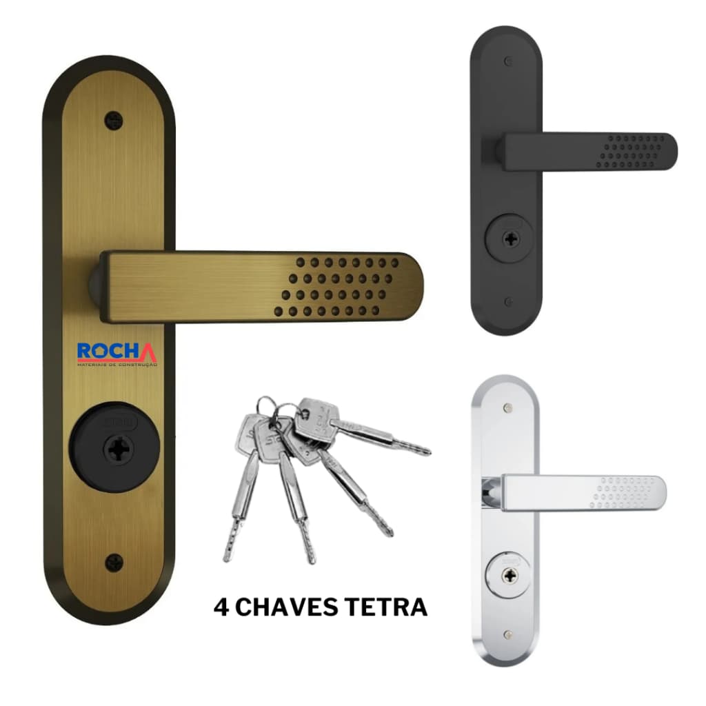 Fechadura Reforçada Luxo para Porta de Madeira 1800/21 4 Chaves Tetra Stam