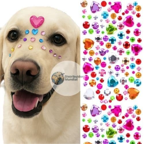 Kit Adesivo Pet 3D I 140 ou 280 Peças I Colorido Banho e Tosa Cachorro Laço Elástico Sticker Bindi Petshop Cães Gato