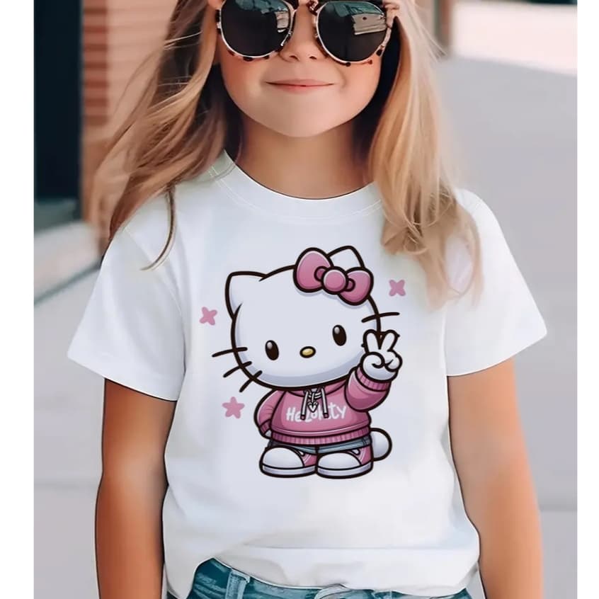 Camiseta camisa blusa Infantil Feminina Hello Kitty paz 100% algodão