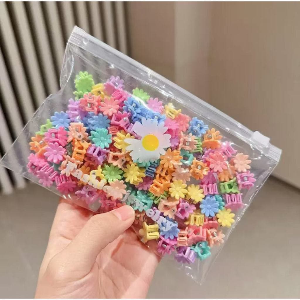 Kit 50 Grampos De Cabelo Com Flores Infantis Lindos Acessórios Para Meninas , Perfeitos Festas E Festivais