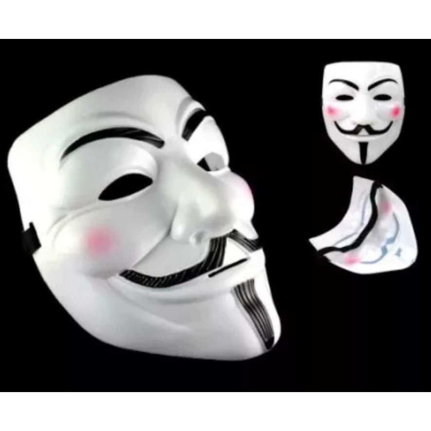 Máscara Fantasia Estilo Guy Fawkes Halloween Carnaval Cosplay Festa C/ Elástico