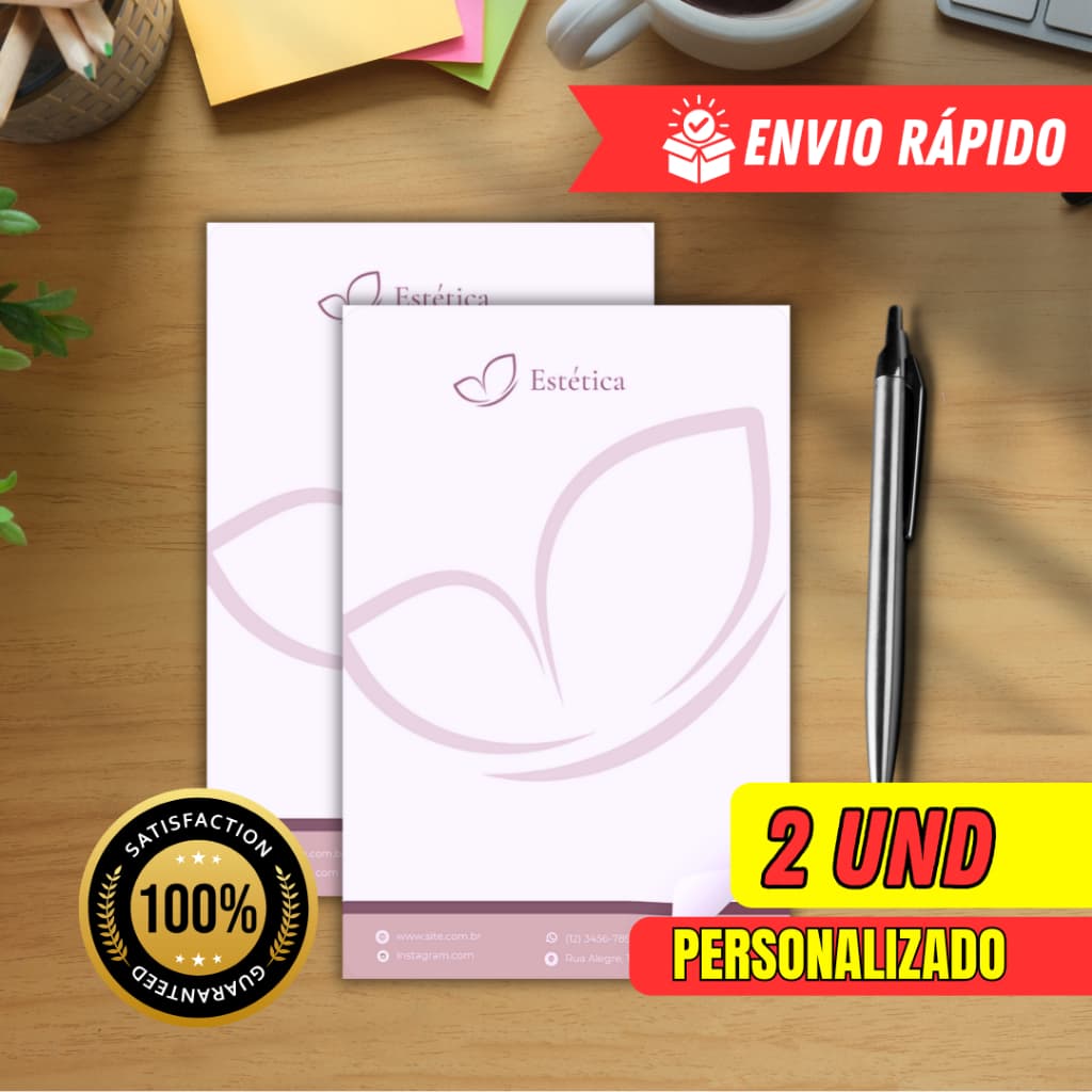 2 und Receituários  - Bloco de Anotações colorido personalizado - Alta qualidade e Envio rápido