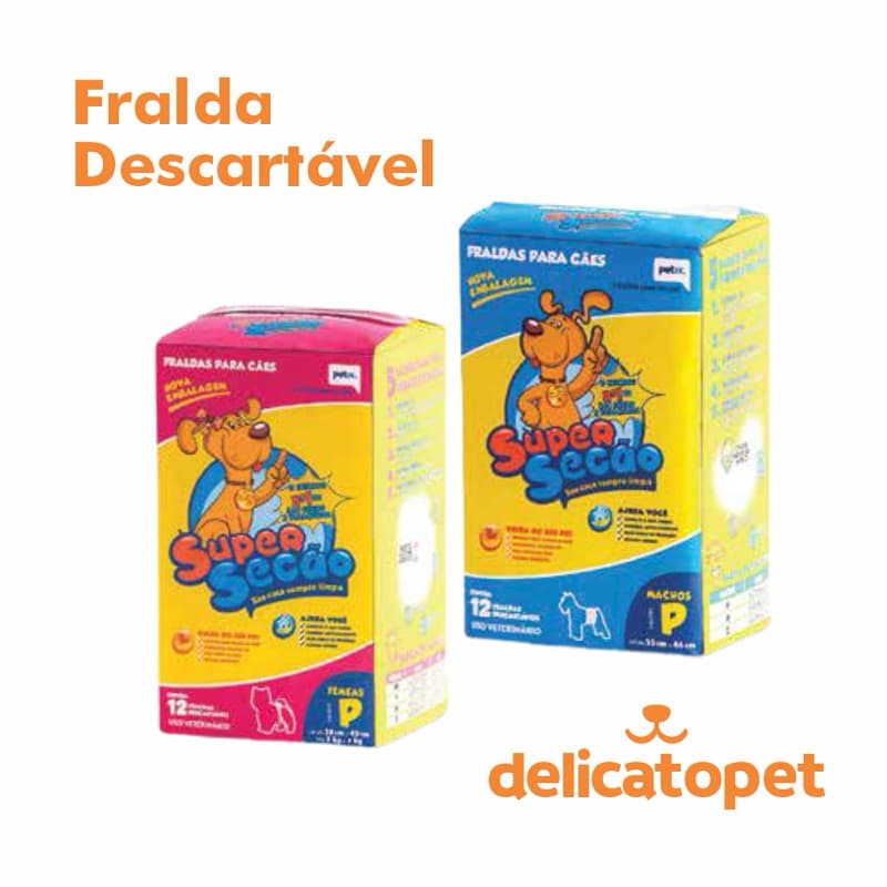 Fralda Absorvente Descartavel Para Macho e Fema Super Secão Com 12und