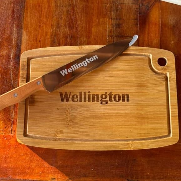 Kit Churrasco Personalizado Com Seu Time e Nome c 3 Peças - Garfo Faca e Tábua