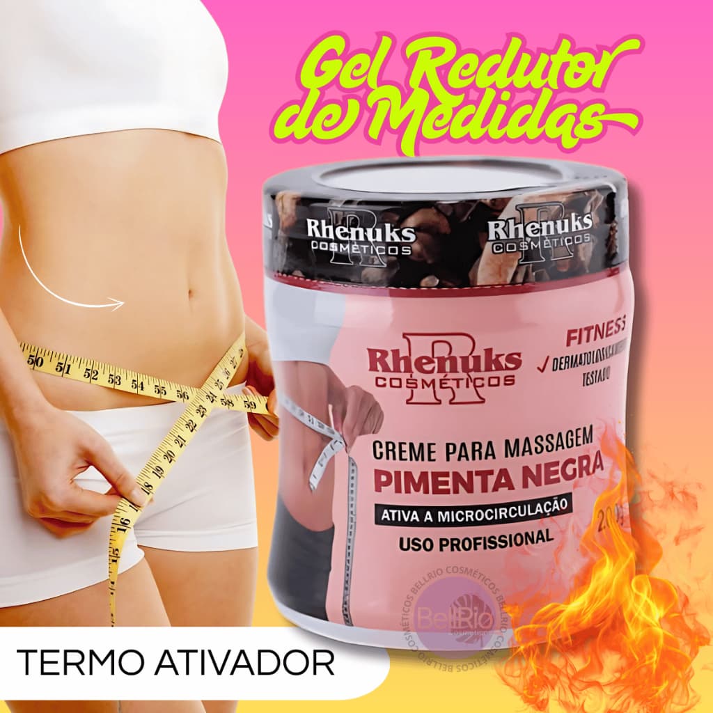 Gel Pimenta Negra Massageador Redutor de Medidas Rhenuks 200g