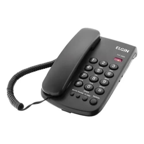 Telefone com Fio e Chave de Bloqueio TCF 2000 Preto