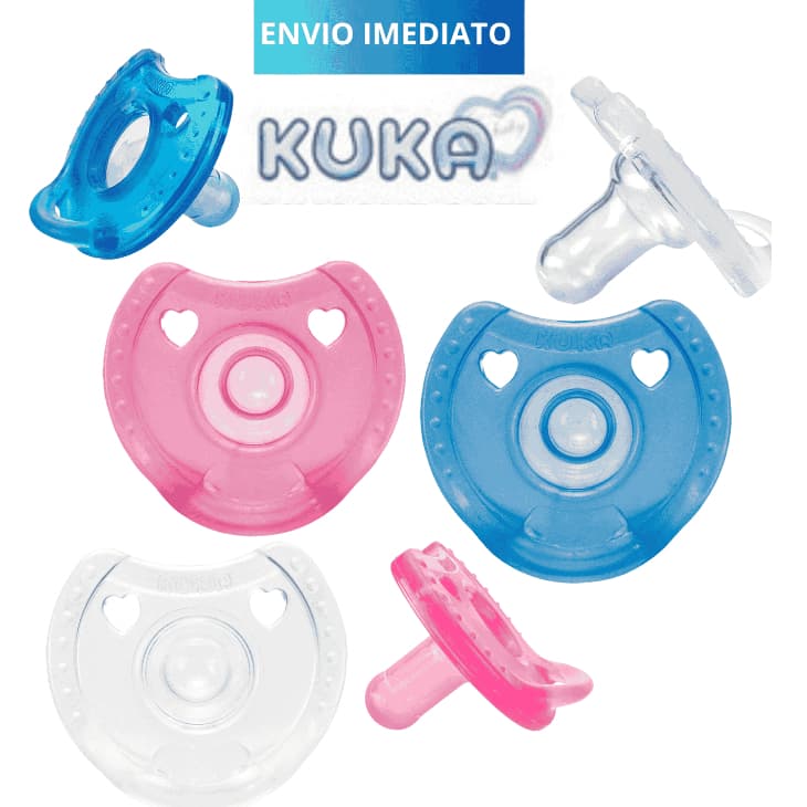 Chupeta 100% Silicone Kuka Bico Reto 6+ meses com Alça Design Ergonômico Higiênica