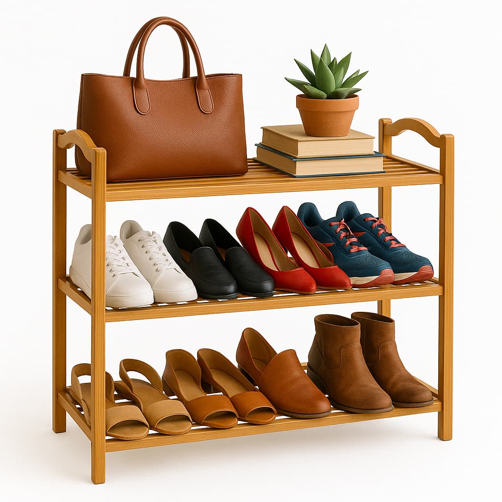 Sapateira Organizadora 3 Andares em Bambu Multiuso 
