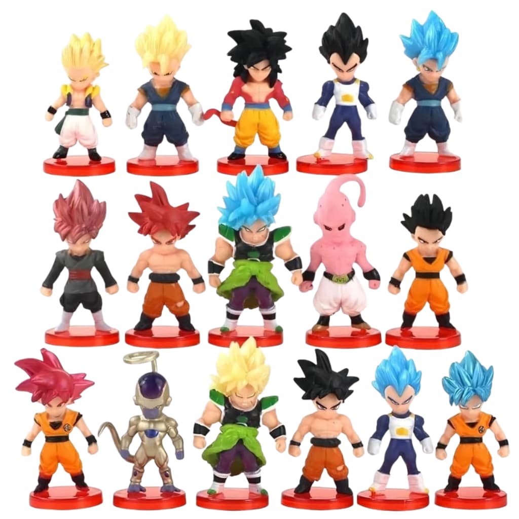 Kit 16 Action Figure Dragon Ball Z Super Goku Vegeta Broly Majin Boo Gohan