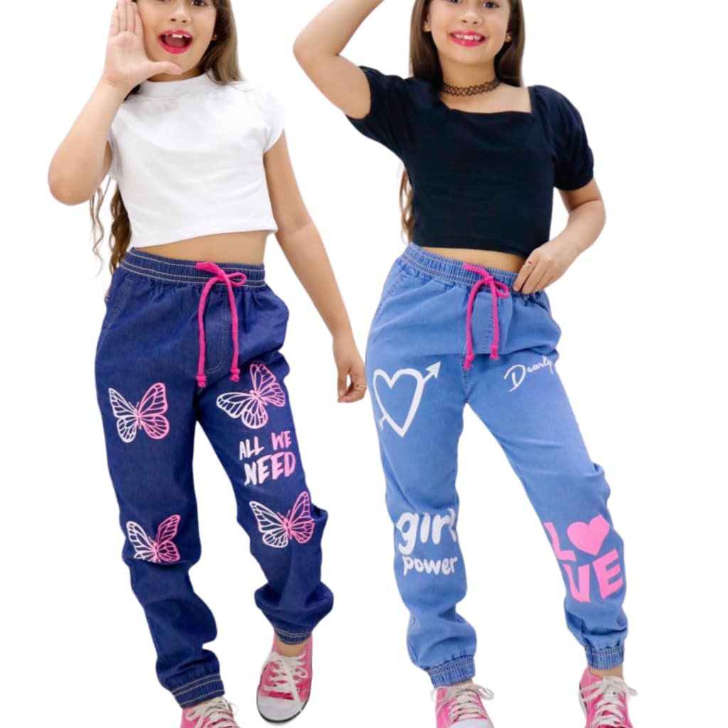 CALÇA JEANS JOGGER COM  LYCRA INFANTIL MENINA MODA BLOGUEIRINHA