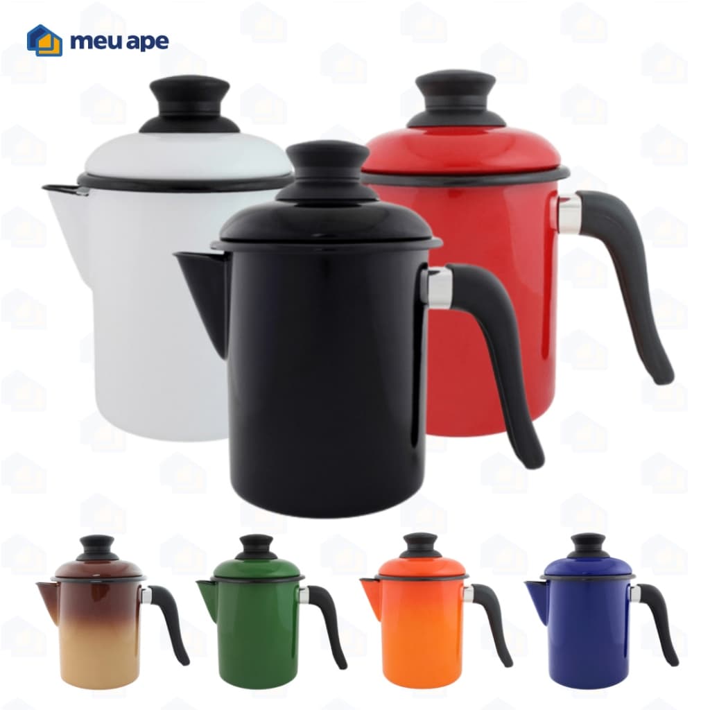 Bule Leiteira Esmaltada Indução 900ML Original C/ Tampa e Bico