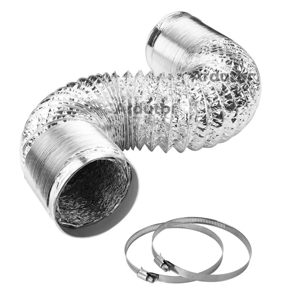 Duto Flexível 100mm 2,5 Metros Aluminizado + 2 Abraçadeiras Para Coifas Exaustores
