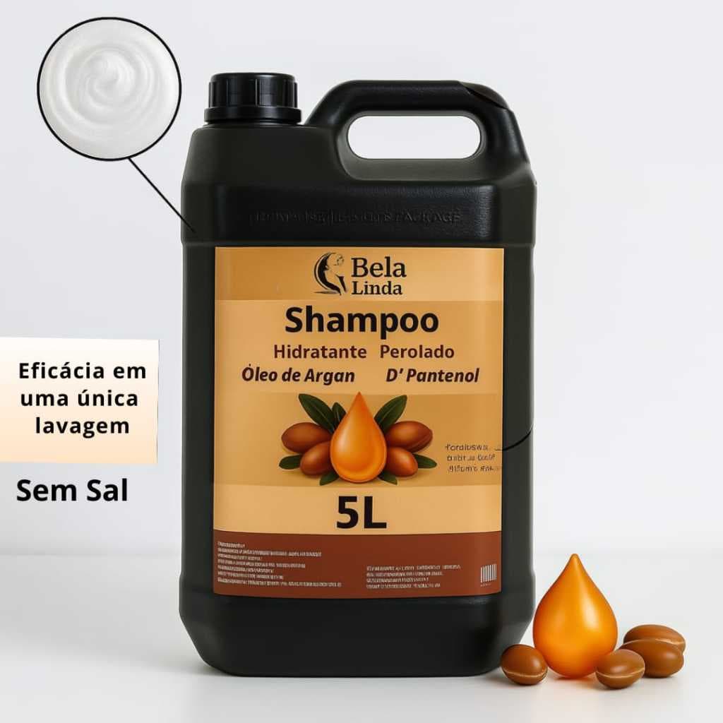 Shampoo Profissional 5 L Perolado Sem Sal Hidratante Salão, Alto Rendimento, Brilho & Maciez