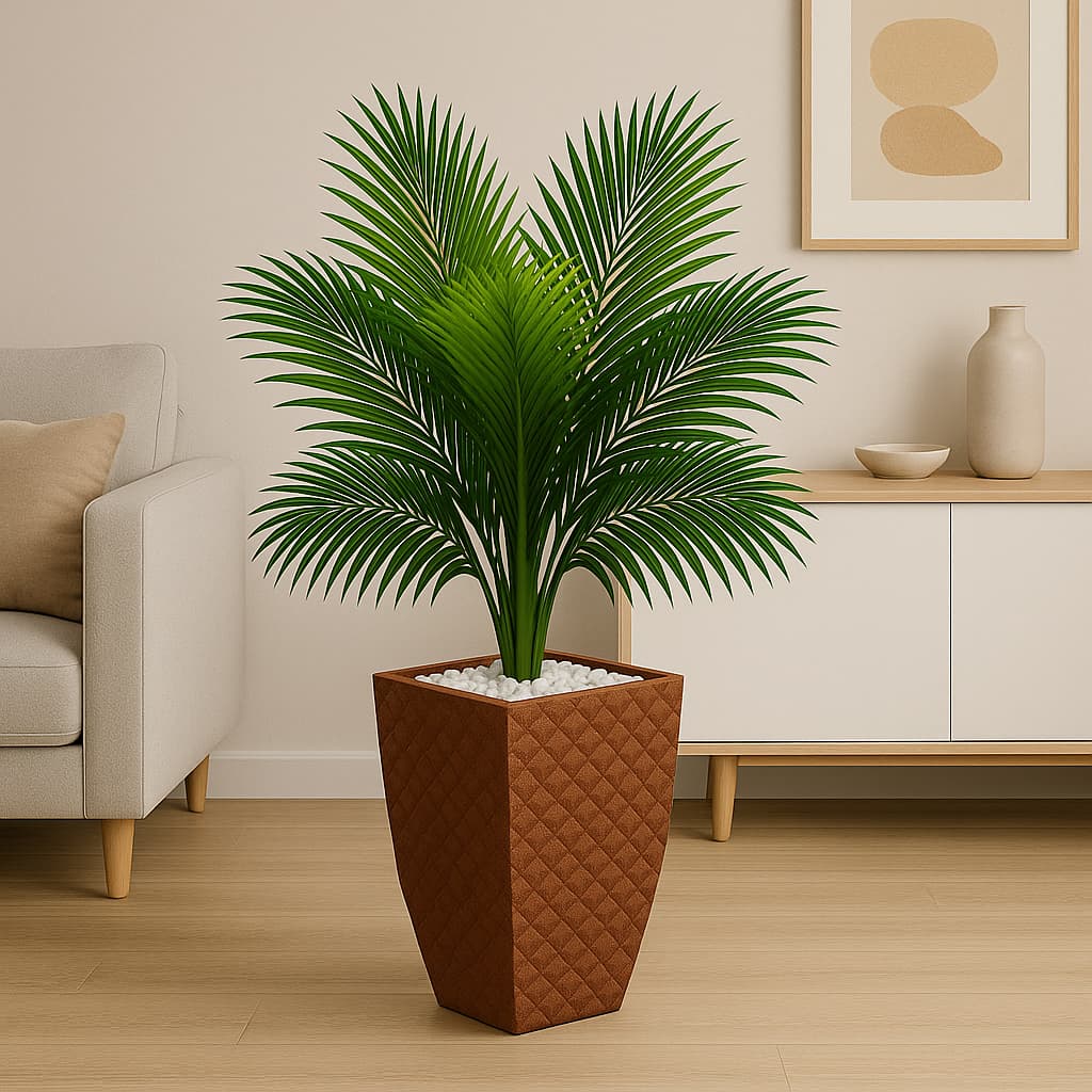 Planta Artificial Palmeira + Vaso kit Enfeite Sala Completo Decoração Casa