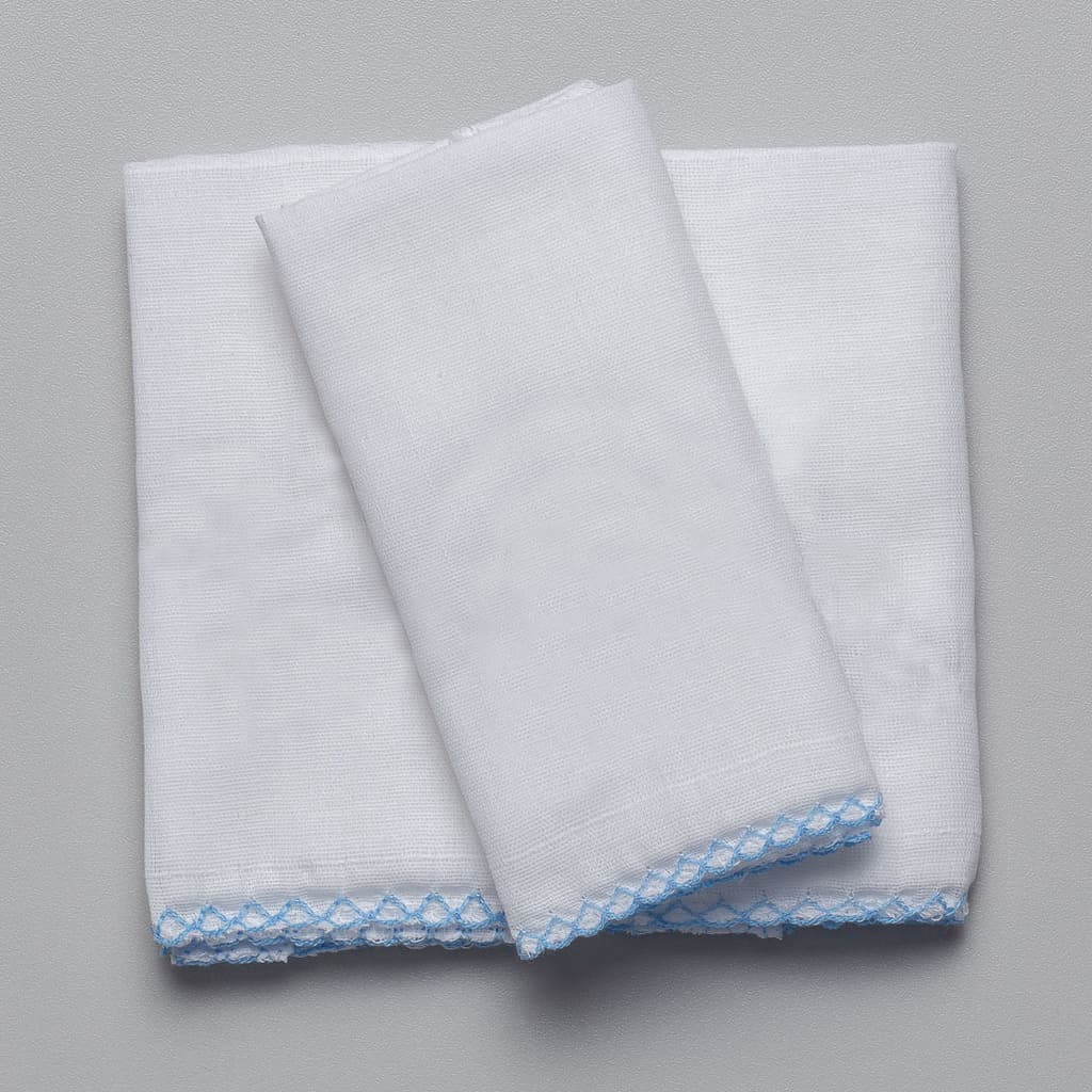 Kit 3 Paninhos de Boca Com Crochê Com Barra Para Pintar e Bordar o Nome 100% Algodão Enxoval Bebê Recem nascido