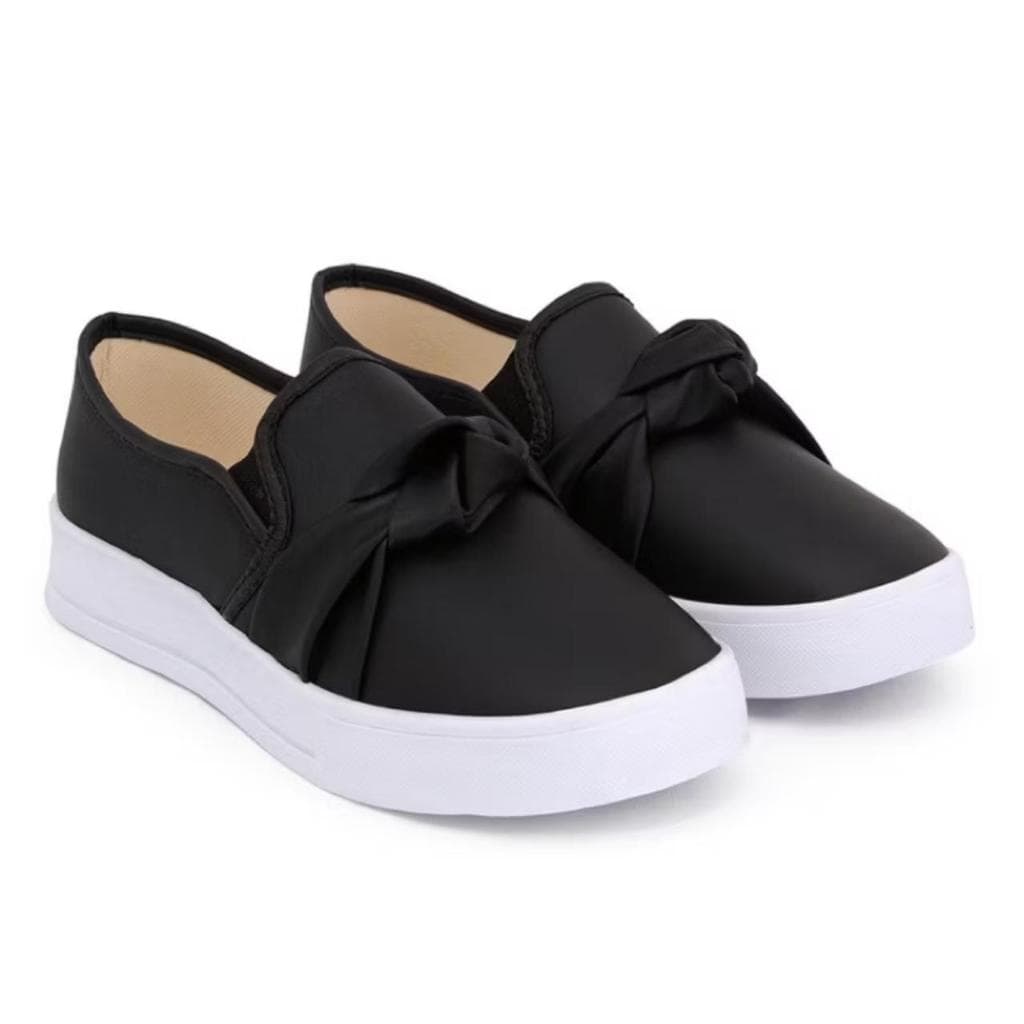 Tênis Feminino Casual Iate Slip On Stillus Calce Fácil Confortável Laço 1 Courino Santorini