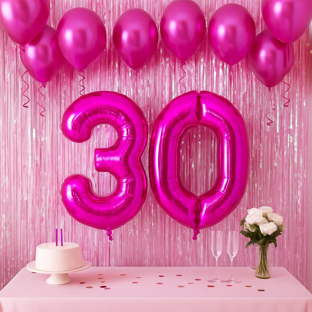 Balões Números PINK 32" Kit 2 Números – 0 a 9 – Festa Aniversário Decoração 80cm