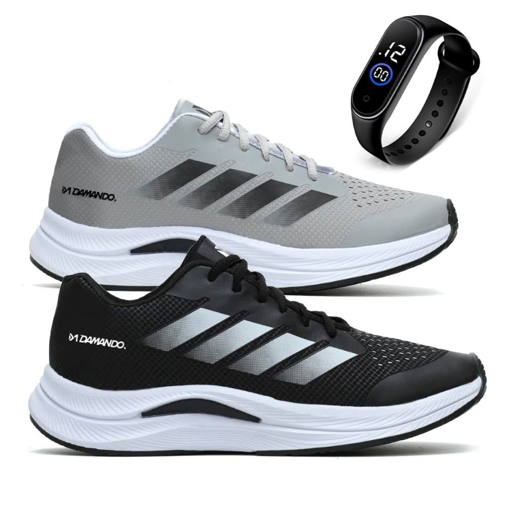 Kit Combo 2 Pares Tênis Para Treino Academia + Relógio