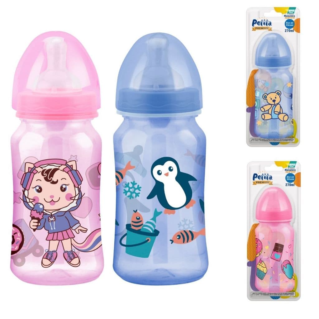 Mamadeira + Bico Redondo Silicone Super Petita Premium 270ml