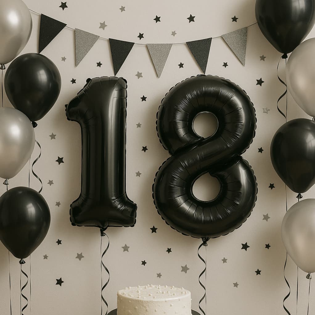 Kit 2 Balões Números Preto 32" – 0 a 9 – Festa Aniversário Decoração 80cm