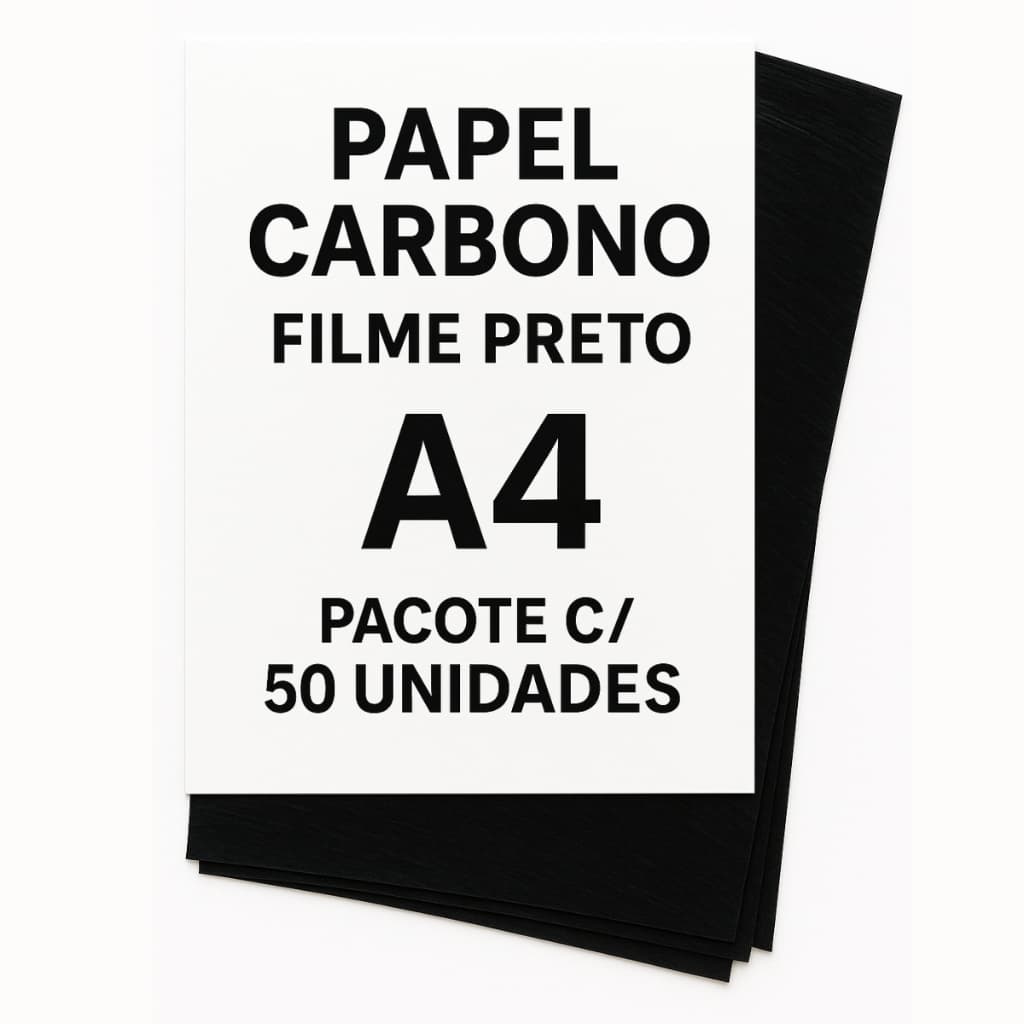 50 Unidades de Papel Carbono Filme Preto A4 Carbono para Cópias Documentos Escritório