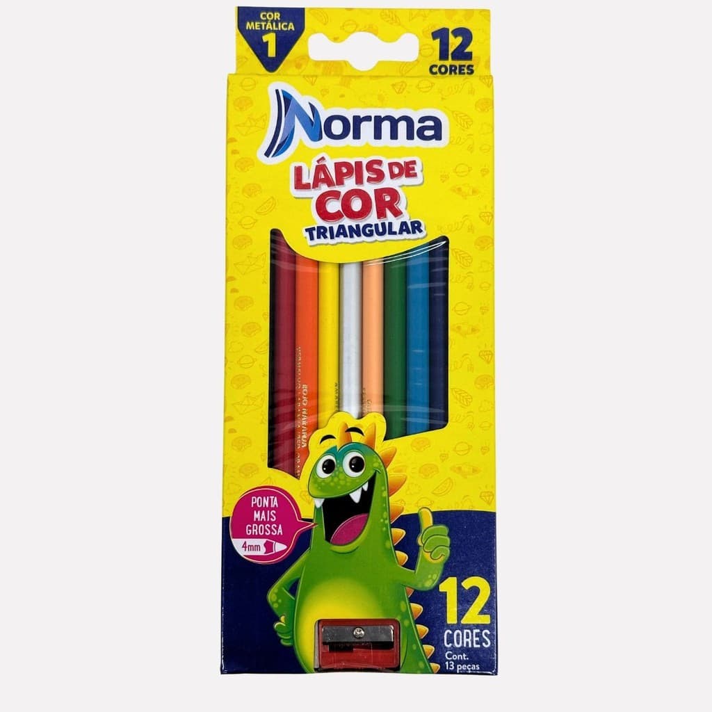 Lapis De Cor Triangular Norma 12 Cores Com Apontador