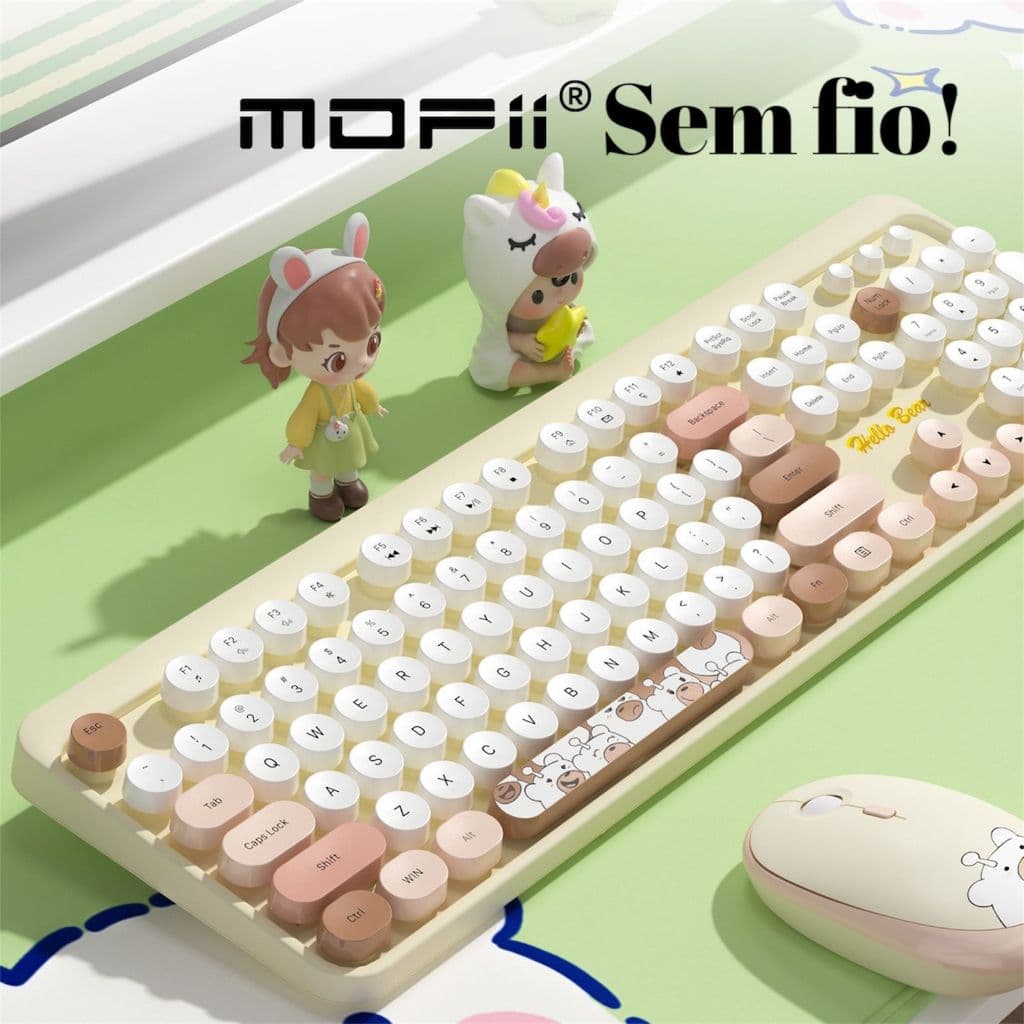 Teclado e Mouse Sem Fio Kit Hello Bear Geezer 2.4G  Wireless Várias Cores