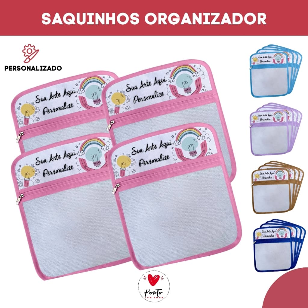 Saquinhos Organizador Saída Maternidade Bebê Viés 100% Algodão 28X33cm Personalizado