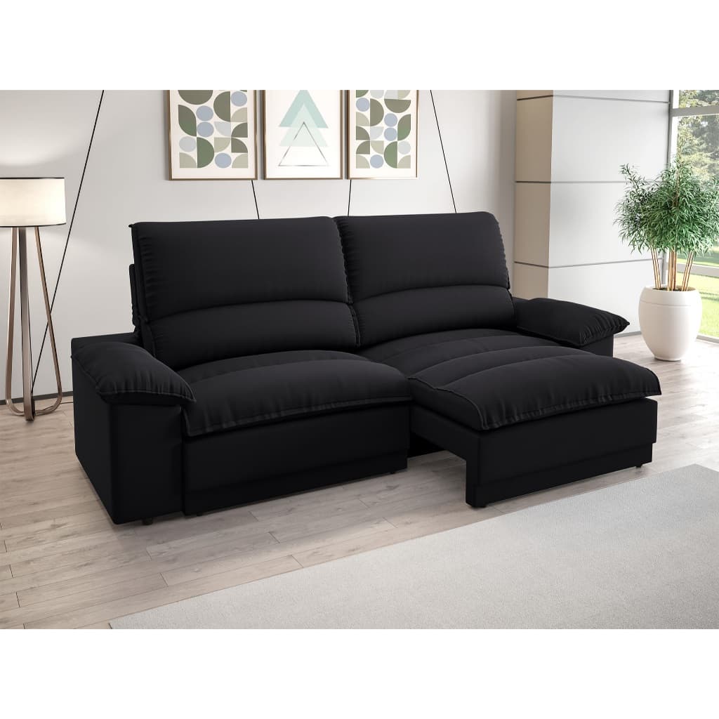 Sofá Plaza 2,00m com Molas no Assento Retrátil e Reclinável Velosuede - NETSOFAS