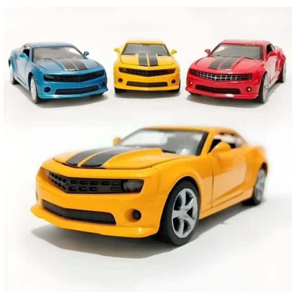 carrinho de ferro miniatura Camaro amarelo coleção escala 1:32