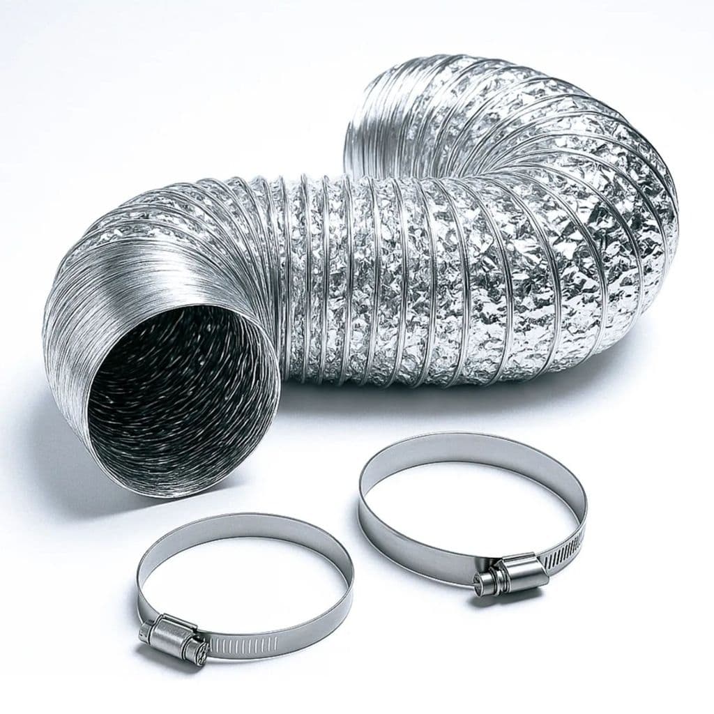 Duto Flexível 150mm 5 Metros Aluminizado Sem Isolamento + 2 Abraçadeiras Para Coifas Exaustores
