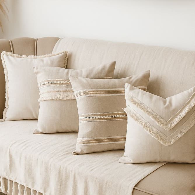 4 Capas de Almofadas Design Estilo Rustico Elegante Boho Franjas