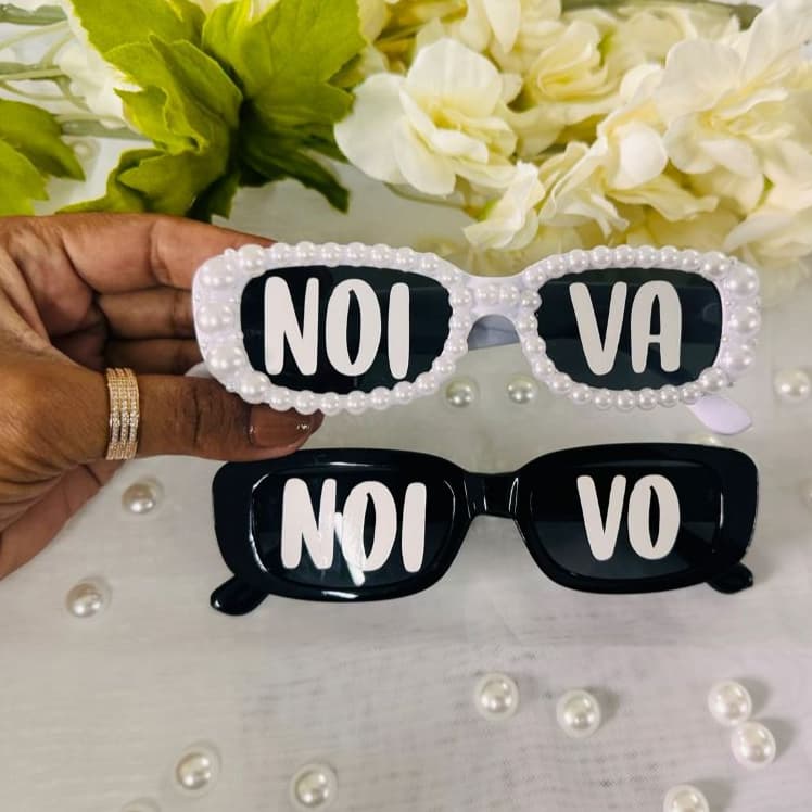 kit 2 Óculos Retro Pérola Noiva Noivo Casamento Festa Despedida de Solteiro