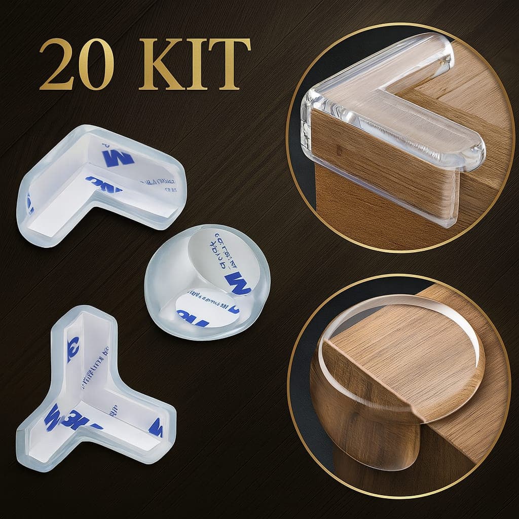 Protetor De Silicone para Mesa - Quina Protetor Para Móveis Quarto Cozinha Casa - com 4, 8, 12, 16 ou 20 Protetores