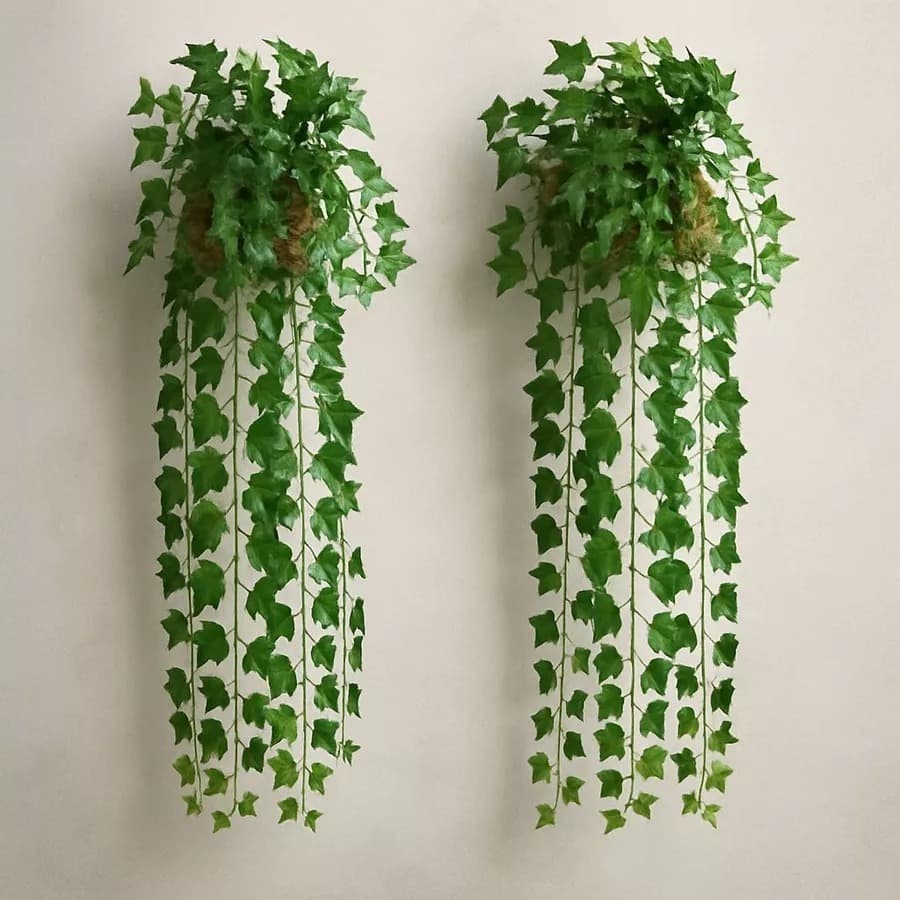 Kit 2 Vaso Trançado + 4 Plantas Pendente Verde Artificial Arranjo De Parede