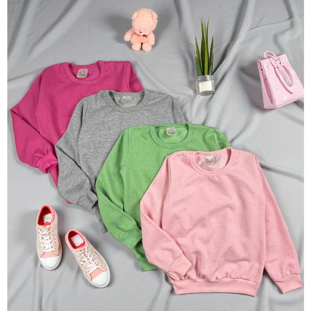 Kit 4 Casacos de Moletom Infantil Feminino Lisas Felpadas Quentinha Roupa de Inverno para Menina