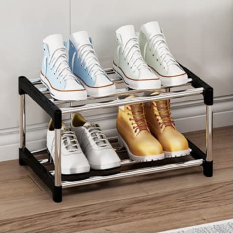 Sapateira Vertical Luxo 6 Pares 2 Prateleiras Marca Topen Home Aço Cromado