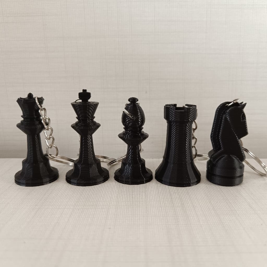 Kit 5 Chaveiros Xadrez, Rei, Rainha, Bispo, Cavalo e Torre