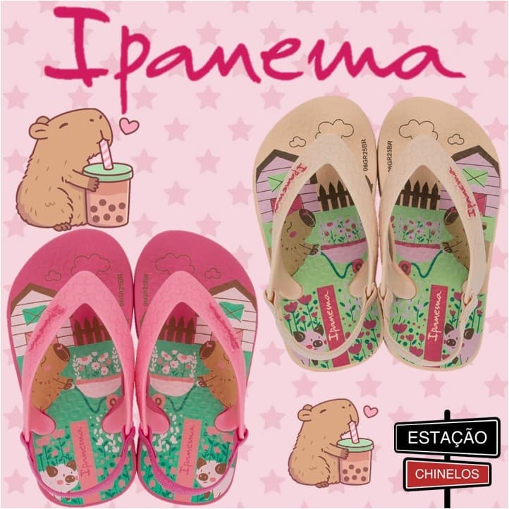Chinelo Baby Ipanema Capivara com elástico -Original
