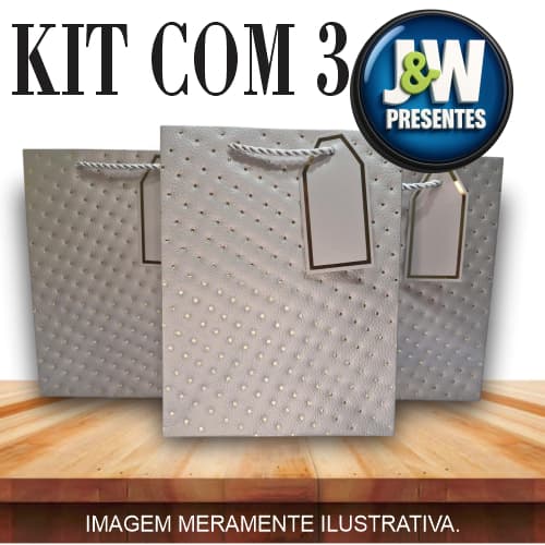 Sacola kit com 3 unidades - Bolsas Para Presente LUXO 23x18x10cm - FWB