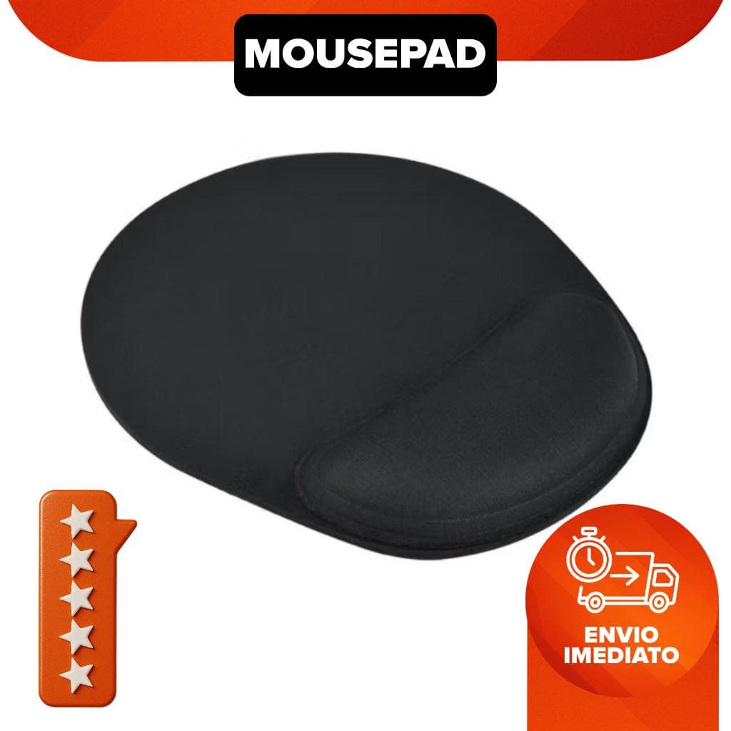 Mousepad Ergonômico Confort Neoprene Preto Apoio Pulso Antiderrapante Escritório Gamer Confortavel