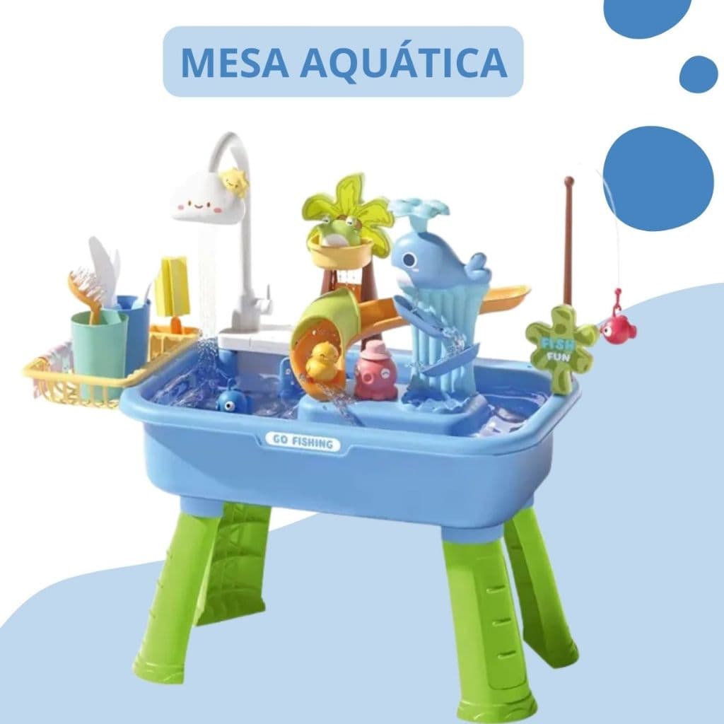 Brinquedo Mesa Aquática Pesca Infantil Torneira Elétrica Comidinhas Top Patinhos Criativo Interativo Sensorial