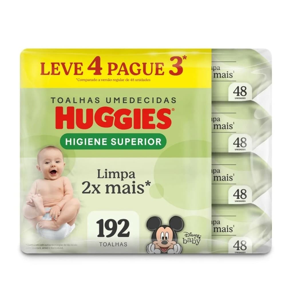 HUGGIES Kit Lenços Umedecidos Huggies Toalhas Umedecidas Max Clean 4X48 OU 2X96 TOTAL DE 192