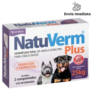 Natu Verm Plus 25Kg Vermífugo Sabor Carne 1650mg VetBras