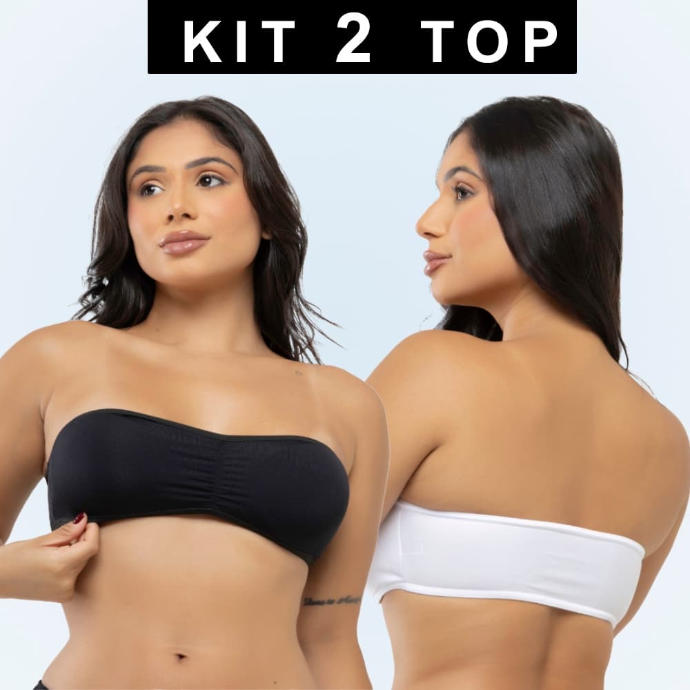 Kit 2 Sutiãs Tomara que Caia Com Bojo Removível Bustiê Top faixa Festa zoore Confortável Não Marca