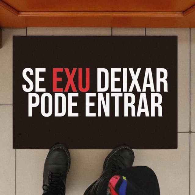Tapete capacho para porta de entrada - umbanda Se Exu deixar pode entrar