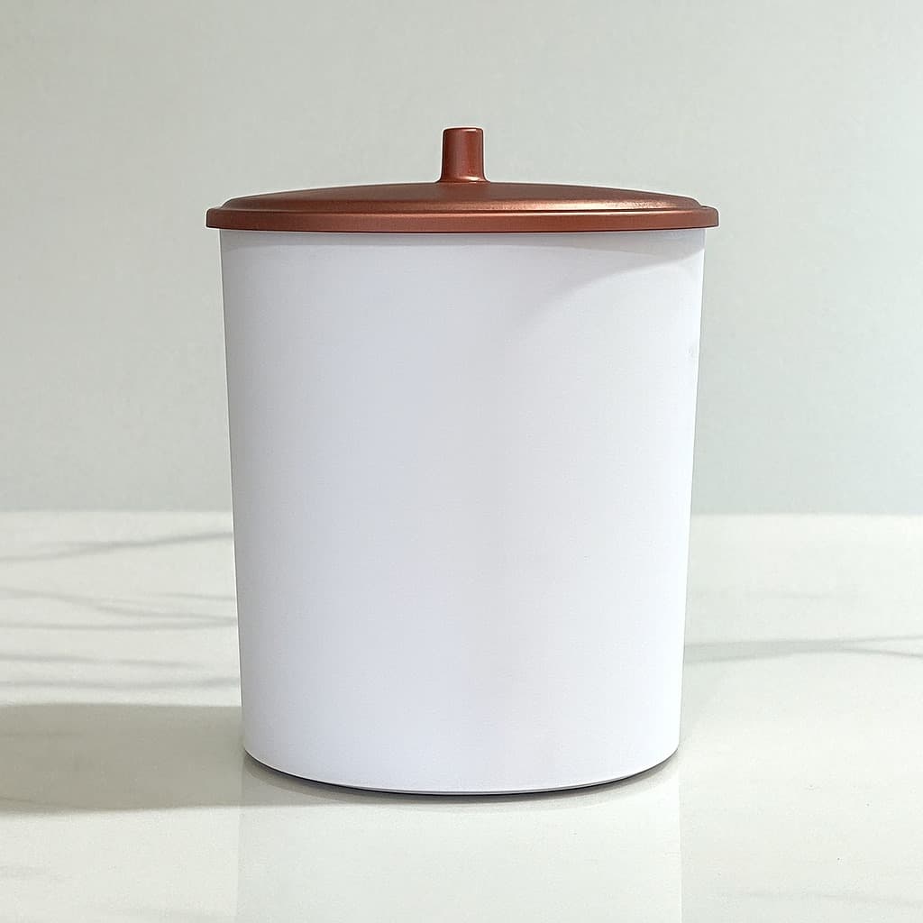Lixeira de Cozinha Banheiro Escritório 5 Litros Branca Tampa Rose Gold