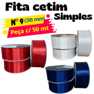 ROLO Fita de Cetim SIMPLES N°9 (38mm) COM 50mts Importada