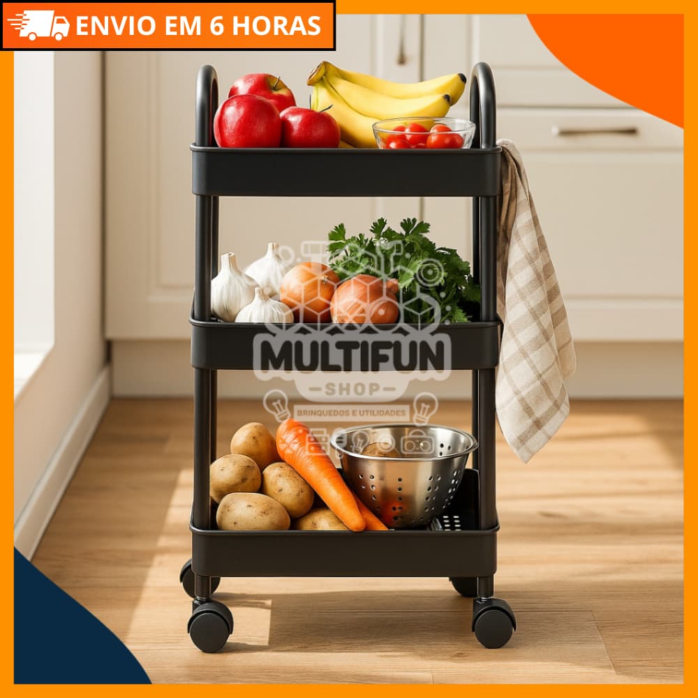 Estante Organizadora com Rodinhas Multiuso - Ideal para Escritório, Cozinha e Banheiro